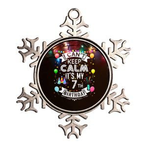 I Can't Keep Calm It's My 7th Birthday 7 Year Old Metallic Star Ornament