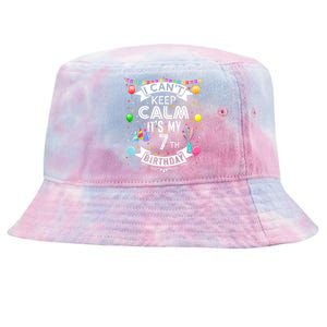 I Can't Keep Calm It's My 7th Birthday 7 Year Old Tie-Dyed Bucket Hat