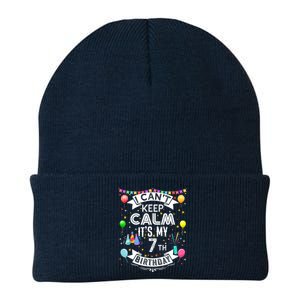 I Can't Keep Calm It's My 7th Birthday 7 Year Old Knit Cap Winter Beanie