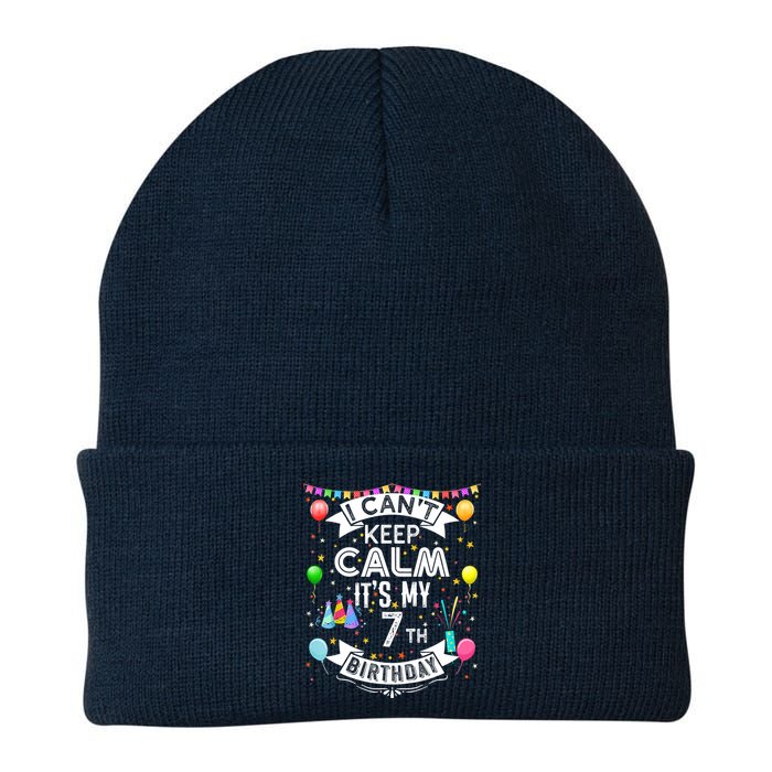 I Can't Keep Calm It's My 7th Birthday 7 Year Old Knit Cap Winter Beanie