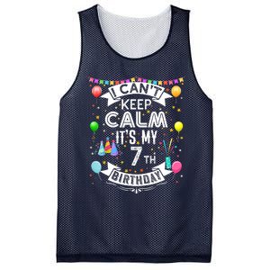 I Can't Keep Calm It's My 7th Birthday 7 Year Old Mesh Reversible Basketball Jersey Tank