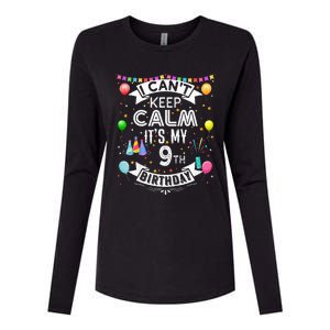 I Cant Keep Calm Its My 9th Birthday 9 Year Old Womens Cotton Relaxed Long Sleeve T-Shirt