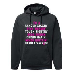 I'm Cancer Kickin Pink Wearing Tough Fighting Performance Fleece Hoodie