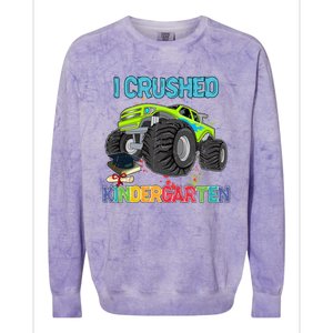 I Crushed Kindergarten Monster Truck Graduation Gifts Boy Colorblast Crewneck Sweatshirt