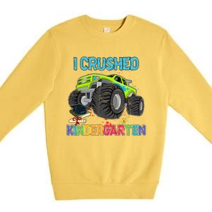 I Crushed Kindergarten Monster Truck Graduation Gifts Boy Premium Crewneck Sweatshirt