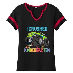 I Crushed Kindergarten Monster Truck Graduation Gifts Boy Ladies Halftime Notch Neck Tee