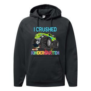 I Crushed Kindergarten Monster Truck Graduation Gifts Boy Performance Fleece Hoodie