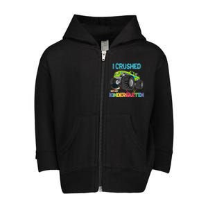 I Crushed Kindergarten Monster Truck Graduation Gifts Boy Toddler Zip Fleece Hoodie