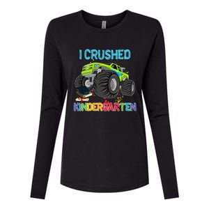 I Crushed Kindergarten Monster Truck Graduation Gifts Boy Womens Cotton Relaxed Long Sleeve T-Shirt