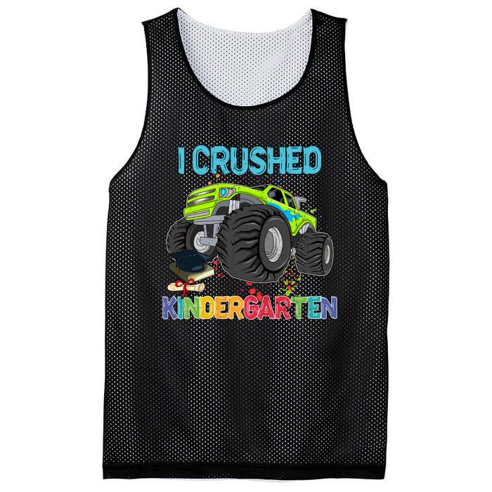 I Crushed Kindergarten Monster Truck Graduation Gifts Boy Mesh Reversible Basketball Jersey Tank