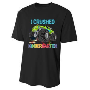 I Crushed Kindergarten Monster Truck Graduation Gifts Boy Performance Sprint T-Shirt