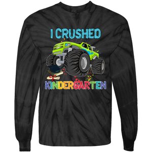 I Crushed Kindergarten Monster Truck Graduation Gifts Boy Tie-Dye Long Sleeve Shirt