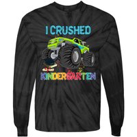 I Crushed Kindergarten Monster Truck Graduation Gifts Boy Tie-Dye Long Sleeve Shirt