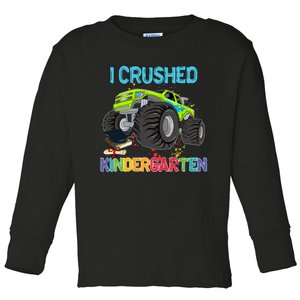 I Crushed Kindergarten Monster Truck Graduation Gifts Boy Toddler Long Sleeve Shirt