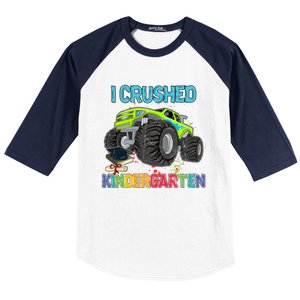 I Crushed Kindergarten Monster Truck Graduation Gifts Boy Baseball Sleeve Shirt