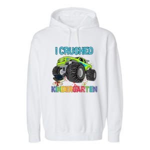 I Crushed Kindergarten Monster Truck Graduation Gifts Boy Garment-Dyed Fleece Hoodie