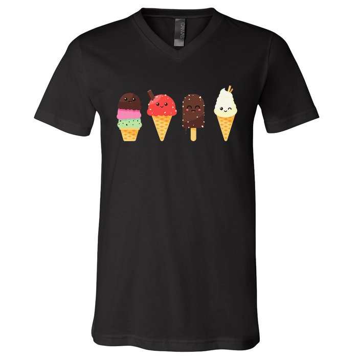 Ice Cream Lover s for Summer V-Neck T-Shirt