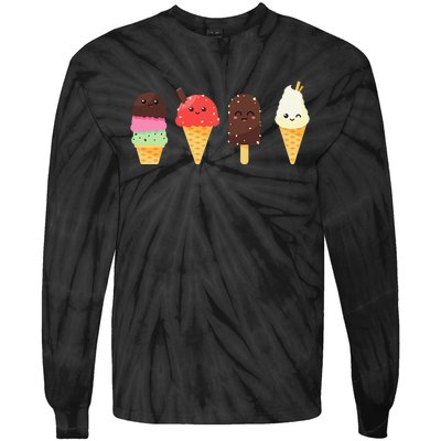 Ice Cream Lover s for Summer Tie-Dye Long Sleeve Shirt