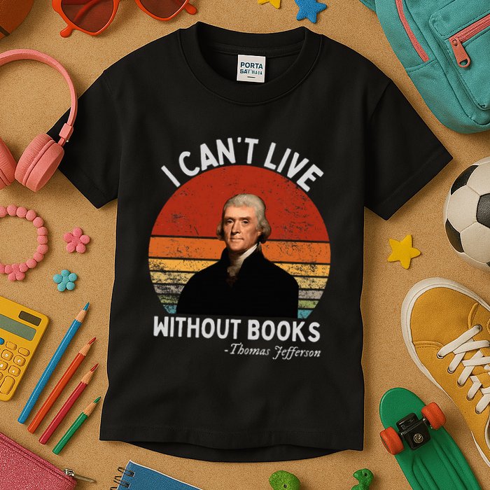 I Cannot Live Without Books Thomas Jefferson Kids T-Shirt