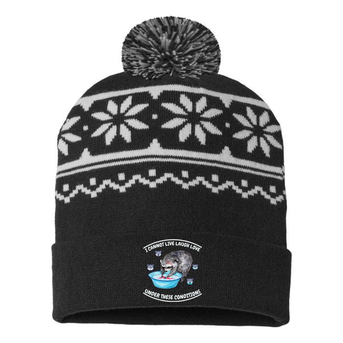 I Cannot Live Laugh Loves In These Conditions Funny Sarcasm USA-Made Snowflake Beanie