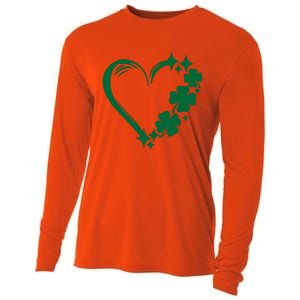 Irish Clover Love Heart St Patricks Day Cooling Performance Long Sleeve Crew