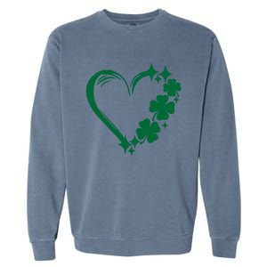 Irish Clover Love Heart St Patricks Day Garment-Dyed Sweatshirt