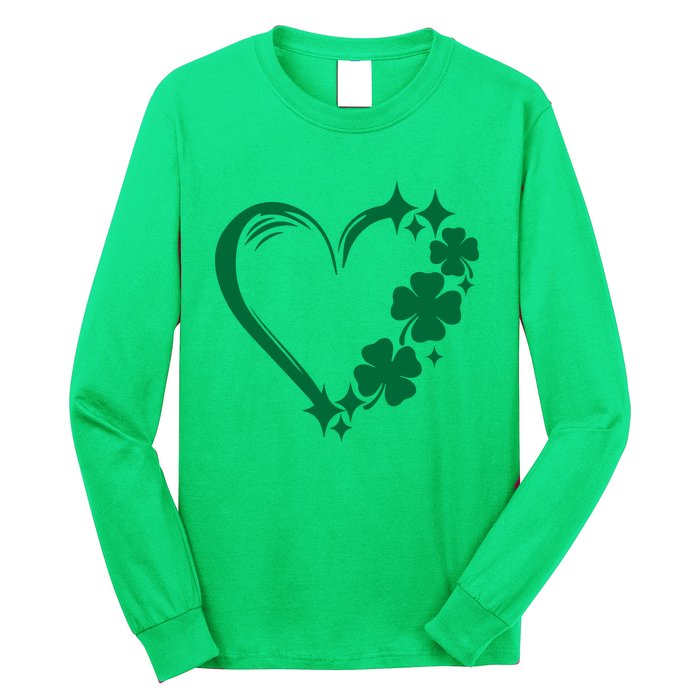 Irish Clover Love Heart St Patricks Day Long Sleeve Shirt