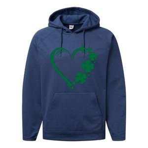 Irish Clover Love Heart St Patricks Day Performance Fleece Hoodie