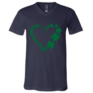 Irish Clover Love Heart St Patricks Day V-Neck T-Shirt