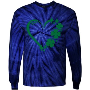 Irish Clover Love Heart St Patricks Day Tie-Dye Long Sleeve Shirt