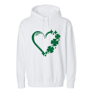 Irish Clover Love Heart St Patricks Day Garment-Dyed Fleece Hoodie