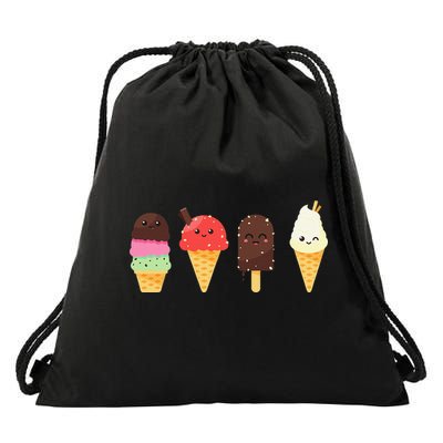 Ice Cream Lovers For Summer Drawstring Bag