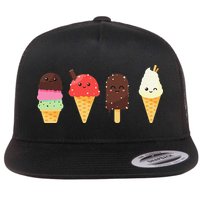 Ice Cream Lovers For Summer Flat Bill Trucker Hat
