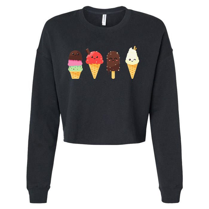 Ice Cream Lovers For Summer Cropped Pullover Crew