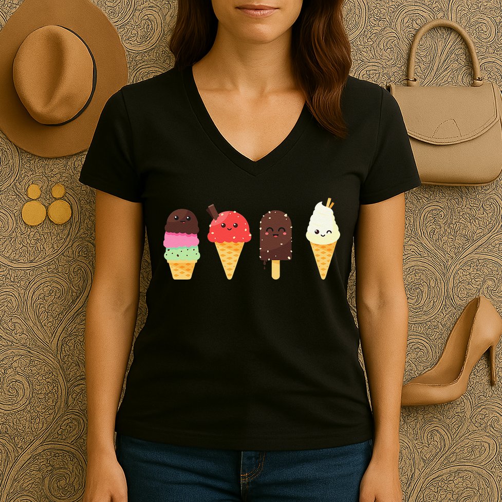 Ice Cream Lovers For Summer Women's V-Neck T-Shirt
