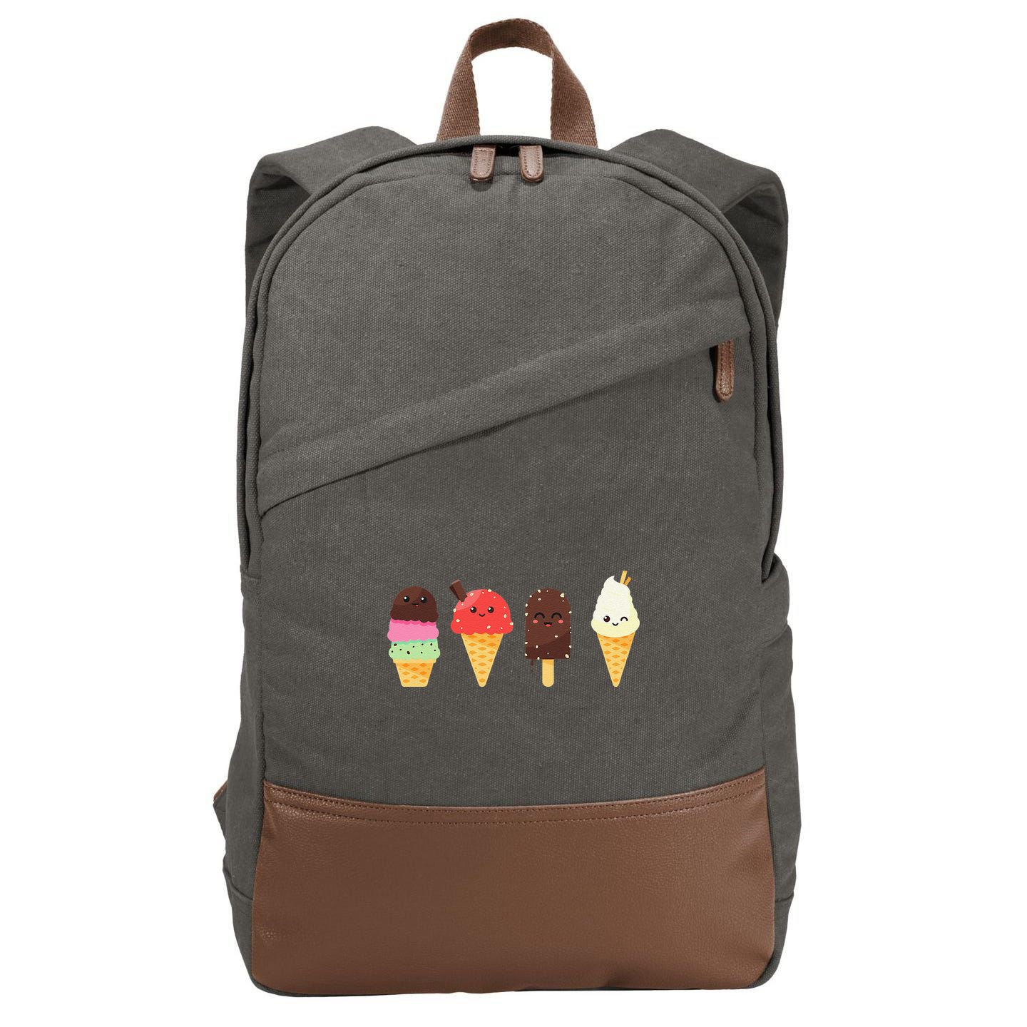 Ice Cream Lovers For Summer Cotton Canvas Backpack