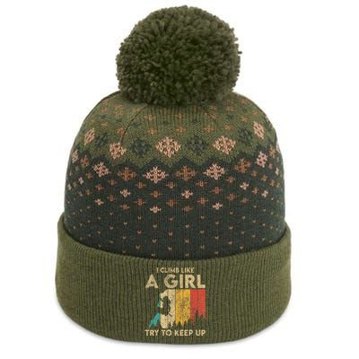 I Climb Like A Girl Vintage Rock Climbing Bouldering The Baniff Cuffed Pom Beanie