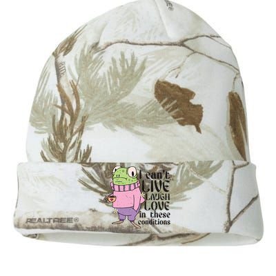 I Cant Live Laugh Love In These Conditions Funny Frog Meme Kati Licensed 12" Camo Beanie