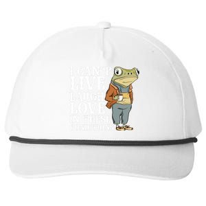 I Cant Live Laugh Love In These Conditions Funny Frog Meme Snapback Five-Panel Rope Hat