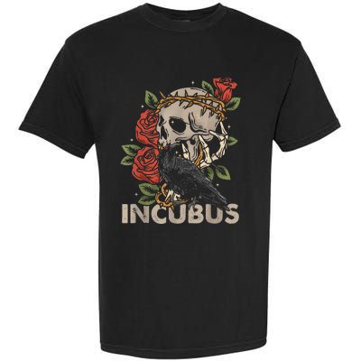 I.N.C.U.B.U.S Crow Left Skull Flower Halloween Costume Garment-Dyed Heavyweight T-Shirt