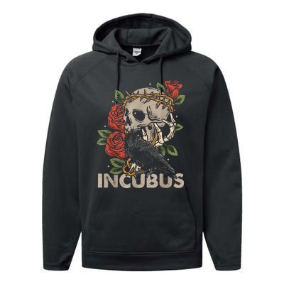 I.N.C.U.B.U.S Crow Left Skull Flower Halloween Costume Performance Fleece Hoodie