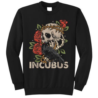 I.N.C.U.B.U.S Crow Left Skull Flower Halloween Costume Sweatshirt