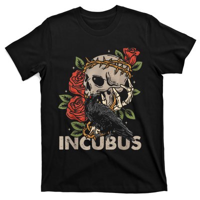 I.N.C.U.B.U.S Crow Left Skull Flower Halloween Costume T-Shirt