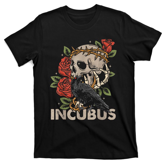 I.N.C.U.B.U.S Crow Left Skull Flower Halloween Costume T-Shirt