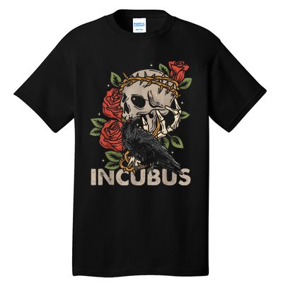 I.N.C.U.B.U.S Crow Left Skull Flower Halloween Costume Tall T-Shirt