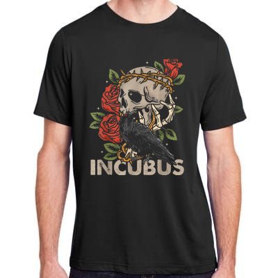 I.N.C.U.B.U.S Crow Left Skull Flower Halloween Costume Adult ChromaSoft Performance T-Shirt