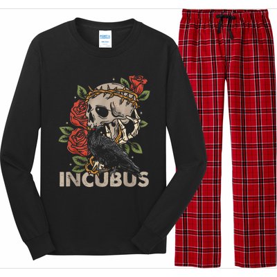 I.N.C.U.B.U.S Crow Left Skull Flower Halloween Costume Long Sleeve Pajama Set