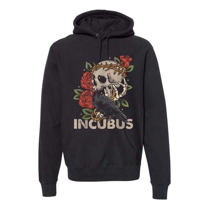 I.N.C.U.B.U.S Crow Left Skull Flower Halloween Costume Premium Hoodie