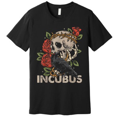 I.N.C.U.B.U.S Crow Left Skull Flower Halloween Costume Premium T-Shirt