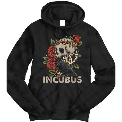 I.N.C.U.B.U.S Crow Left Skull Flower Halloween Costume Tie Dye Hoodie